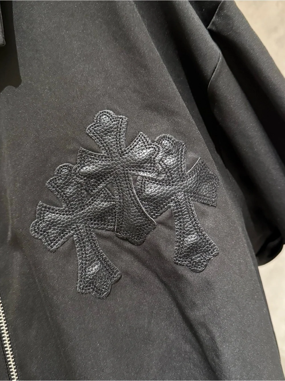 Chrome Hearts Black Lightweight Zip Jacket with Subtle Embroidery